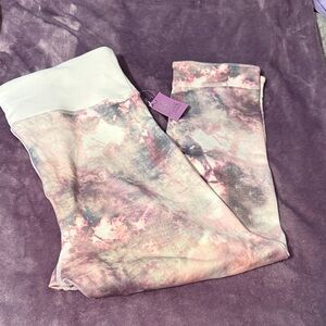 Ardene Pastel Pink, Cream & Gray Tie-Dye Capri Leggings NWT